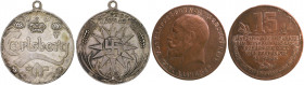 Notgeld Lot von 2 Stücken: Bronze-Wertmarke über 15 Warenpunkte der Lingnerwerke in Dresden und Silbermedaille der Carlsberg Brauerei in Kopenhagen, g...