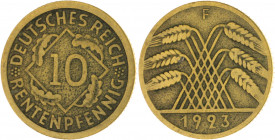 Weimarer Republik 10 Rentenpfennig 1923 F J. 309. 
 f.ss