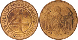 Weimarer Republik Satz o.J. von 6 Stücken: 4 Reichspfennig 1932 A, D, E, F, G und J J. 315. 
 vz bis vz+
