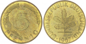 Bundesrepublik Deutschland 5 Pfennig 1967 G J. 382. 
 PP