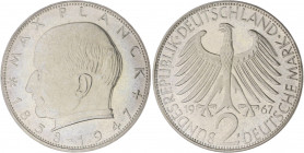 Bundesrepublik Deutschland Lot von 2 Stücken: 2 Deutsche Mark 1967 F und 1968 G Max Planck J. 392. 
 PP