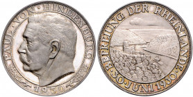 Medaillen von Josef Bernhart Silbermedaille 1930 auf die Befreiung der Rheinlande, i.Rd: WUERTT. STAATSMÜNZE SILBER 900 FEIN 
36,1mm 19,7g PP