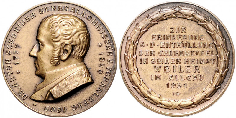 Medaillen von Josef Bernhart Bronzemedaille o.J. auf Dr. Anton Schneider und die...