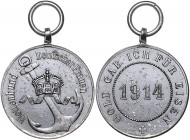 Erster Weltkrieg Eisenmedaille 1914 geschwärzt des 'Flottenbund Deutscher Frauen' Gold gab ich für Eisen Hüsken 19810. 
kl. Korrosionsflecken, mit Ös...