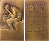 Erster Weltkrieg Bronzeplakette 1914 (v. Max Blondat) 'Kriegsgefangenenhilfe', i.Rd: Füllhorn BRONZE 
42x70mm 87,7g selten vz+