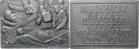 Erster Weltkrieg Zinkplakette o.J. (v. Heida) Kriegsschlacht / Rotes Kreuz Kriegshilfsbüro - Kriegsfürsorgeamt 1914-1916 
89x63mm 154,3g vz-st