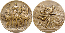 Erster Weltkrieg Bronzemedaille 1918 (v. Hippolyte Le Roy) zur Erinnerung an die Flandern-Offensive vom 28. September bis 11. November 1918 und den Ei...