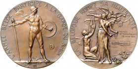 Erster Weltkrieg Bronzemedaille 1919 (v. Dubois) auf das Ende der belgischen Neutralität Col. Numismatic P 211. Lefébure -. 
70,1mm 92,8g vz-st