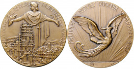 Erster Weltkrieg Bronzemedaille o.J. (nach 1918, v. Georges Petit) auf die Beseitigung der Weltkriegsschäden in Belgien Col. Numismatic 212. 22. 
70,...