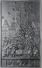 Eisenguss Eisengussplakette 1931 (v. Börner) Lauchhammer Weihnachtsplakette: 'Weihnachtsmarkt Meißen' Lauchhammerbildgusskatalog Gs.20 S. 262 Buderus ...