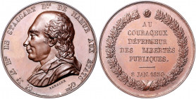 Freimaurer Bronzemedaille 1830 (v. Barbier) auf Goswin Joseph Augustin Baron de Stassart und seine Zivilcourage, Gründer der Loge 'Grand Orient de Bel...
