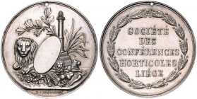 Landwirtschaft, Gartenbau, Tierzucht - Belgien Silbermedaille 1858 (v. Distexhe) Prämie der Gartenbaugesellschaft Lüttich, i.Rd: BELLE CULTURE A Mr. A...