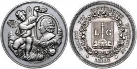 Landwirtschaft, Gartenbau, Tierzucht - Belgien Silbermedaille 1864 (v. Distexhe) Prämie der Gartenbaugesellschaft Lüttich, i.Rd: * THIELENS * VINAIGRE...