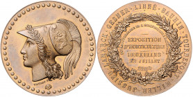 Landwirtschaft, Gartenbau, Tierzucht - Belgien Bronzemedaille 1880 (v. Veyrat) Prämie der Gartenbauausstellung in Brüssel 
50,8mm 57,9g vz+