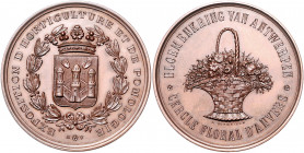 Landwirtschaft, Gartenbau, Tierzucht - Belgien Bronzemedaille o.J. (v. Vermeiren) Prämie der Ausstellung für Garten- und Obstbau in Antwerpen 
47,1mm...