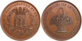 Landwirtschaft, Gartenbau, Tierzucht - Belgien Bronzemedaille o.J. (v. Vermeiren) Prämie der Ausstellung für Garten- und Obstbau in Antwerpen 
47,1mm...