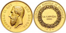 Landwirtschaft, Gartenbau, Tierzucht - Belgien Vergoldete Bronzemedaille 1886 (v. Geerts) Prämie der Landwirtschafts- und Gartenbauausstellung in La L...