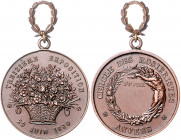 Landwirtschaft, Gartenbau, Tierzucht - Belgien Bronzemedaille 1890 (unsign.) 2. Preis für Rosenzucht anlässlich der 13. Gartenbauausstellung in Antwer...