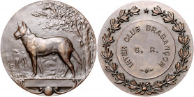 Landwirtschaft, Gartenbau, Tierzucht - Belgien Bronzemedaille o.J. (v. Fisch) Prämie des Intern. Club Brabancon (belgische Zwerggriffons) 
kl. Rf. 50...