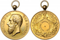 Landwirtschaft, Gartenbau, Tierzucht - Belgien Vergoldete Bronzemedaille o.J. (unsign.) Prämie der Landwirtschaftsausstellung in Battice 
mit Kugelös...