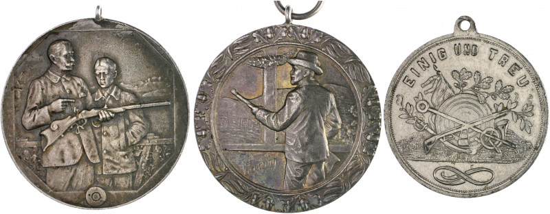 Schützenmedaillen - Schleswig-Holstein Lot von 3 Stücken: Silbermedaille 1928 (g...