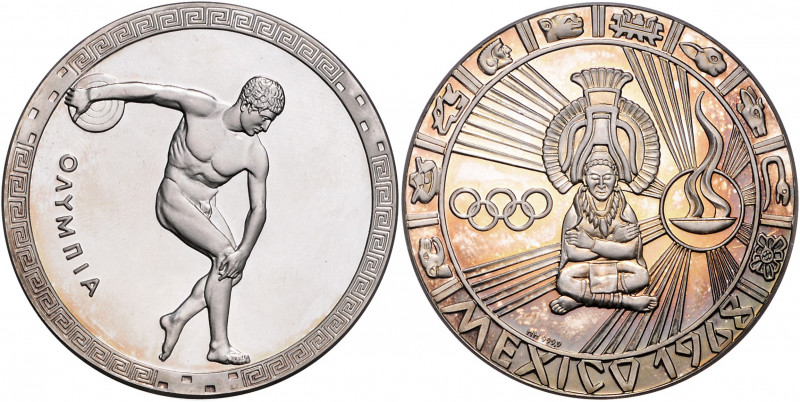 Sport - Olympische Spiele Silbermedaille 1968 (v. Holl) auf die XIX. Olympiade i...