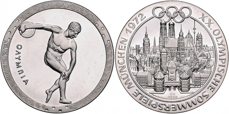 Sport - Olympische Spiele Silbermedaille 1972 (v. Holl) auf die XX. Olympiade in...