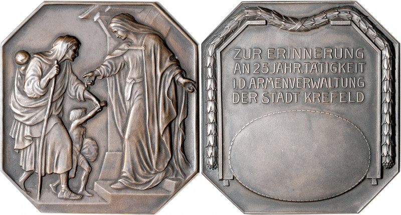 Allgemeine Medaillen Bronzeplakette o.J. achteckig (unsign. von H. Zimmermann) P...