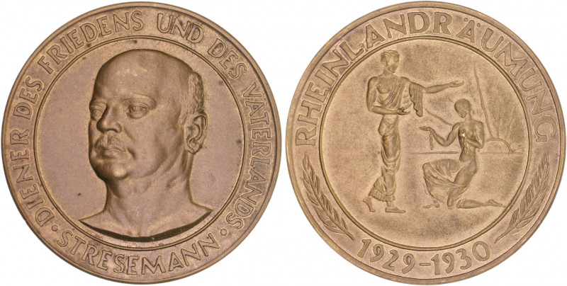 Allgemeine Medaillen Bronzemedaille 1930 (v. Glöckler) auf Gustav Stresemann und...