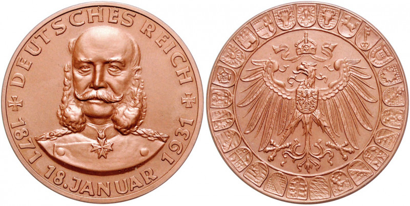 Allgemeine Medaillen Kupfermedaille 1931 (v. Glöckler) auf 60 Jahre Deutsches Re...