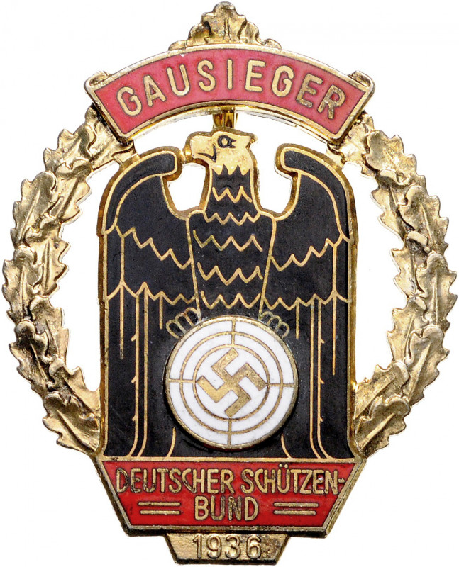 Allgemeine Medaillen Abzeichen 1936 'GAUSIEGER' des Deutschen Schützenbundes, ve...