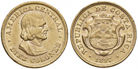 COSTA RICA 10 Colones 1897 "Colombo" - KM 140 AU (g 7,78)

BB