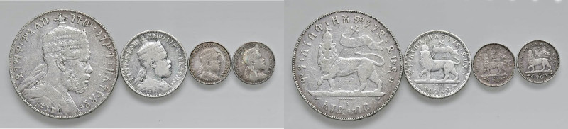 ETIOPIA Menelik II (1889-1895) Lotto di 4 monete in argento - AG Come da foto.
...