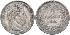 FRANCIA Luigi Filippo I (1830-1848) 5 Franchi 1835 Rouen - KM.749.2 AG (g 25,00)

qBB-BB