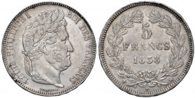 FRANCIA Luigi Filippo I (1830-1848) 5 Franchi 1838 Marsiglia - Gad. 678 AG (g 24,86)

BB