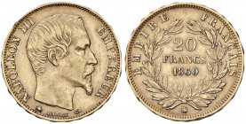 FRANCIA Napoleone III (1852-1870) 20 Franchi 1860 BB - KM 781 AU

qSPL