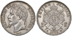 FRANCIA Napoleone III (1852-1870) 5 Franchi 1868 Strasburgo - Gad. 739 AG (g 25,00)

BB+