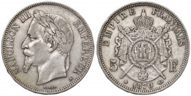 FRANCIA Napoleone III (1852-1870) 5 Franchi 1870 Parigi - Gad. 739 AG (g 24,93)

BB