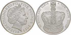 INGHILTERRA Elisabetta II - 5 Sterline 2013 The 60th Anniversary of the Queen's Coronation - KM.1242a AG (g 28,28) In confezione originale con certifi...
