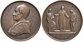 Leone XIII (1878-1903) Medaglia Anno III - Opus: Bianchi - Rinaldi 74 AE (g 38,54) Colpo al bordo.

qFDC