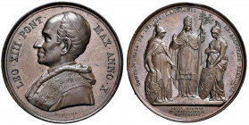 Leone XIII (1878-1903) Medaglia Anno X - Opus: Bianchi - Rinaldi 81 AE (g 39,10) Colpo al bordo.

qFDC