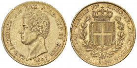 Carlo Alberto (1831-1849) 20 Lire 1847 s.s.z. - Nomisma 663 AU RR Modesto difetto al bordo del D/.

BB