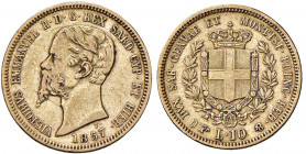 Vittorio Emanuele II (1849-1860) 10 Lire 1857 T - Nomisma 768 AU R Depositi.

BB