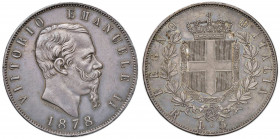 Vittorio Emanuele II (1861-1878) 5 Lire 1878 - Nomisma 902 AG Bellissima patina.

FDC