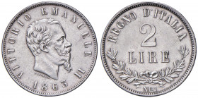 Vittorio Emanuele II (1861-1878) 2 Lire 1863 N valore - Nomisma 907 AG

FDC