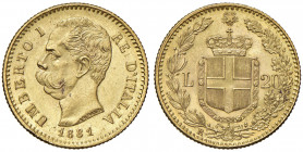 Umberto I (1878-1900) 20 Lire 1881 - Nomisma 980 AU Colpetto al bordo.

SPL