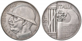 Vittorio Emanuele III (1900-1946) 20 Lire 1928 Elmetto - Nomisma 1093 AG Segnetti di pulizia.

SPL