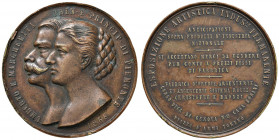 Umberto e Margherita - Medaglia 1868 esposizione artistica industriale permanente - AE (g 58,31 - Ø 50 mm) Colpi al bordo.

BB+