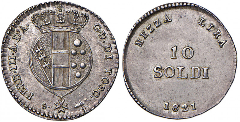 Firenze - Ferdinando III di Lorena (1814-1824) Secondo periodo - 10 Soldi 1821 -...