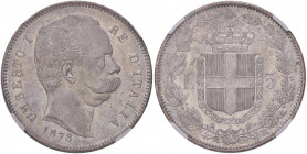 Regno d'Italia - Umberto I (1878-1900) - 5 Lire 1878 - Gig. 23 Ag RR - Delicata patina su fondi lucenti; in slab NGC MS61
 
qFDC